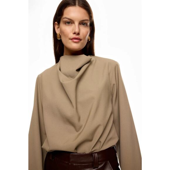 Róhe Draped Virgin Wool Long Sleeve Top - Picture 1 of 13